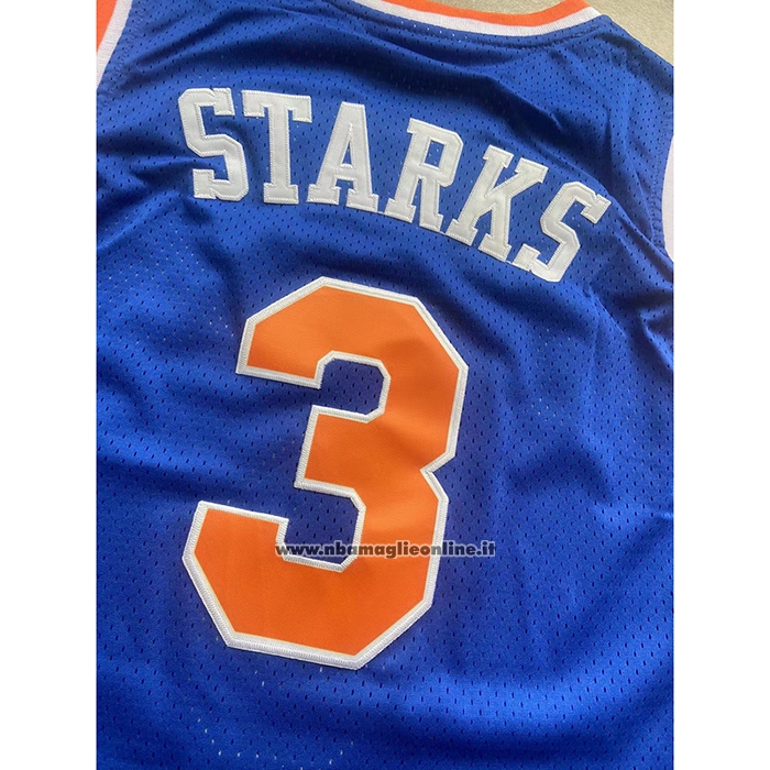 Maglia New York Knicks John Starks #3 Mitchell & Ness Hardwood Classics Blu
